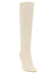 Stuart Weitzman White Lamb Leather Over The Knee