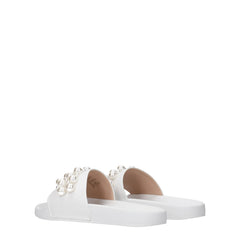 Stuart Weitzman White Leather Slippers Sandals - EU36.5/US6.5