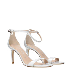 Stuart Weitzman White Leather Stiletto Heels Sandals