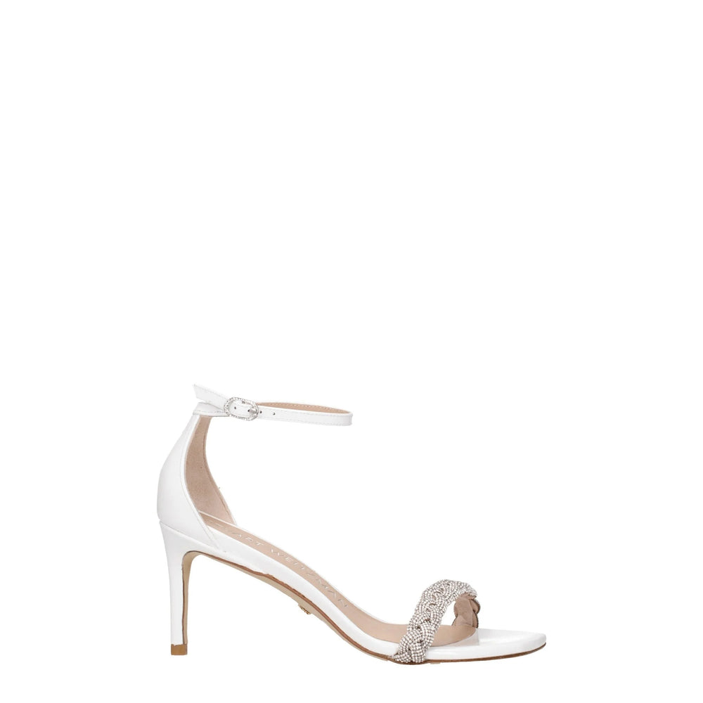 Stuart Weitzman White Leather Stiletto Heels Sandals - EU38/US8
