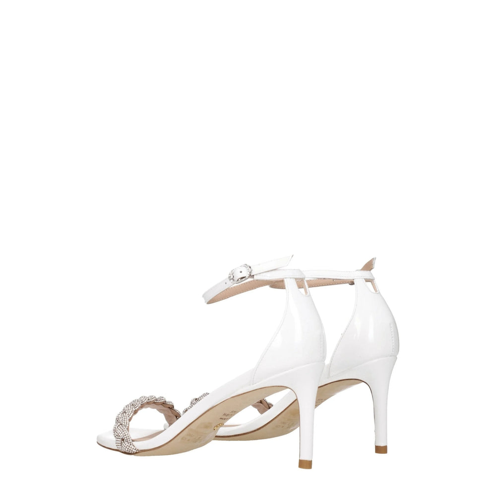 Stuart Weitzman White Leather Stiletto Heels Sandals - EU38/US8