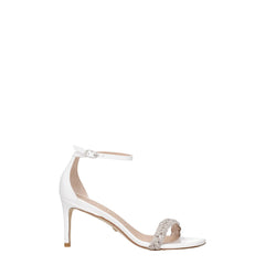 Stuart Weitzman White Leather Stiletto Heels Sandals - EU38/US8