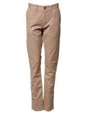 Sun68 Beige Cotton Mid Waist Straight Men Chino Trouser Pants - W31