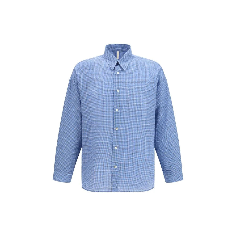 Chemise en coton bleu tournesol