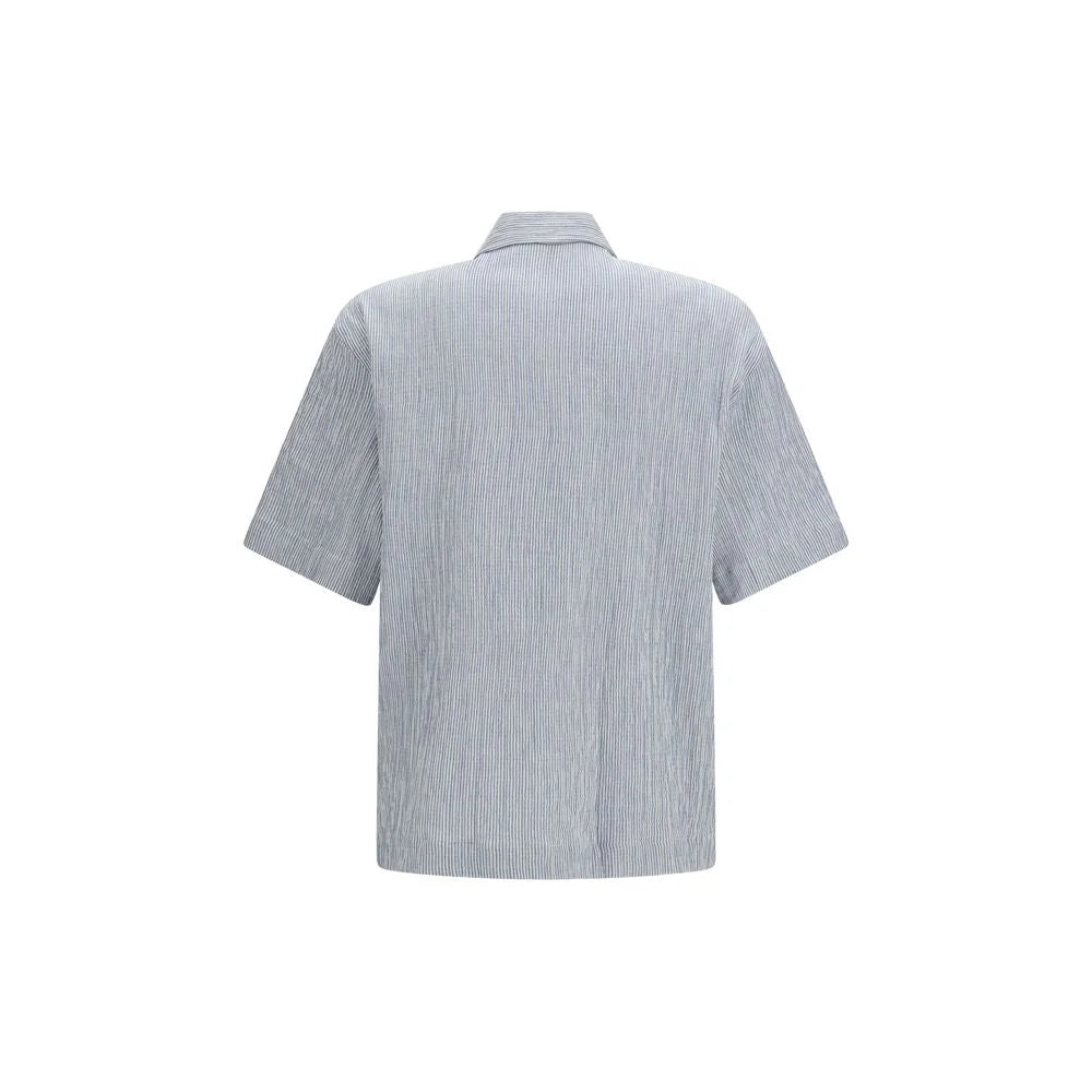 Chemise à manches courtes en coton bleu Tournesol