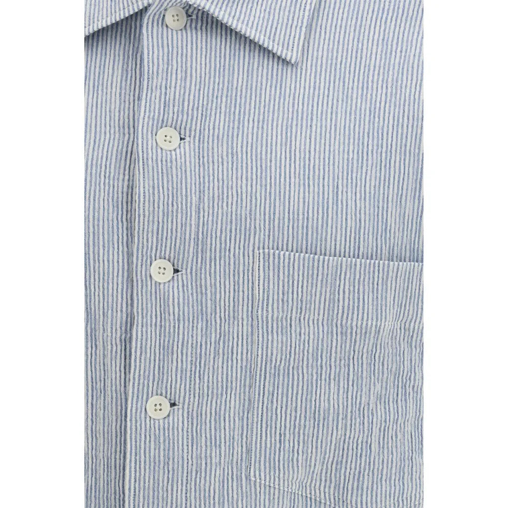 Chemise à manches courtes en coton bleu Tournesol