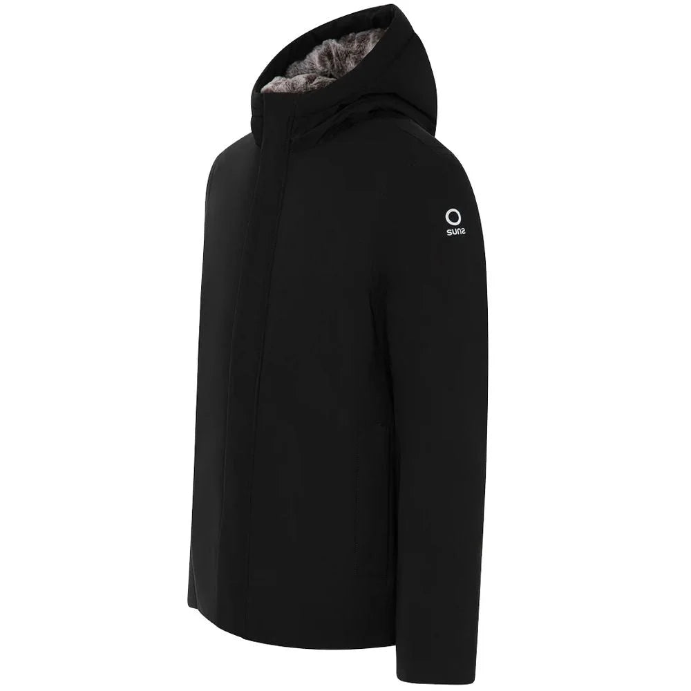 Suns Black Polyester Jackets & Coat - XXL