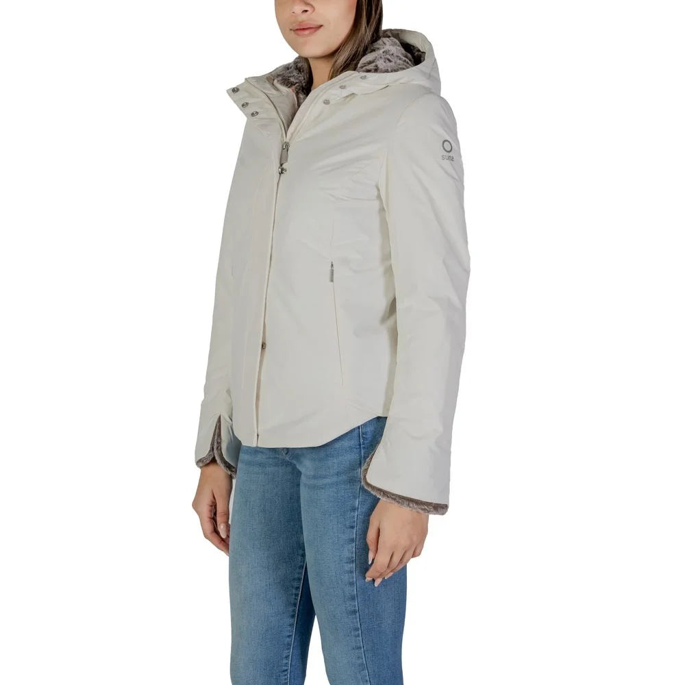 Suns Cream Polyester Jackets & Coat - XL