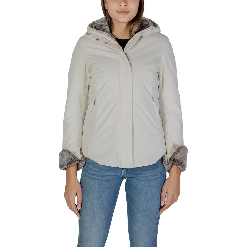 Suns Cream Polyester Jackets & Coat - XL