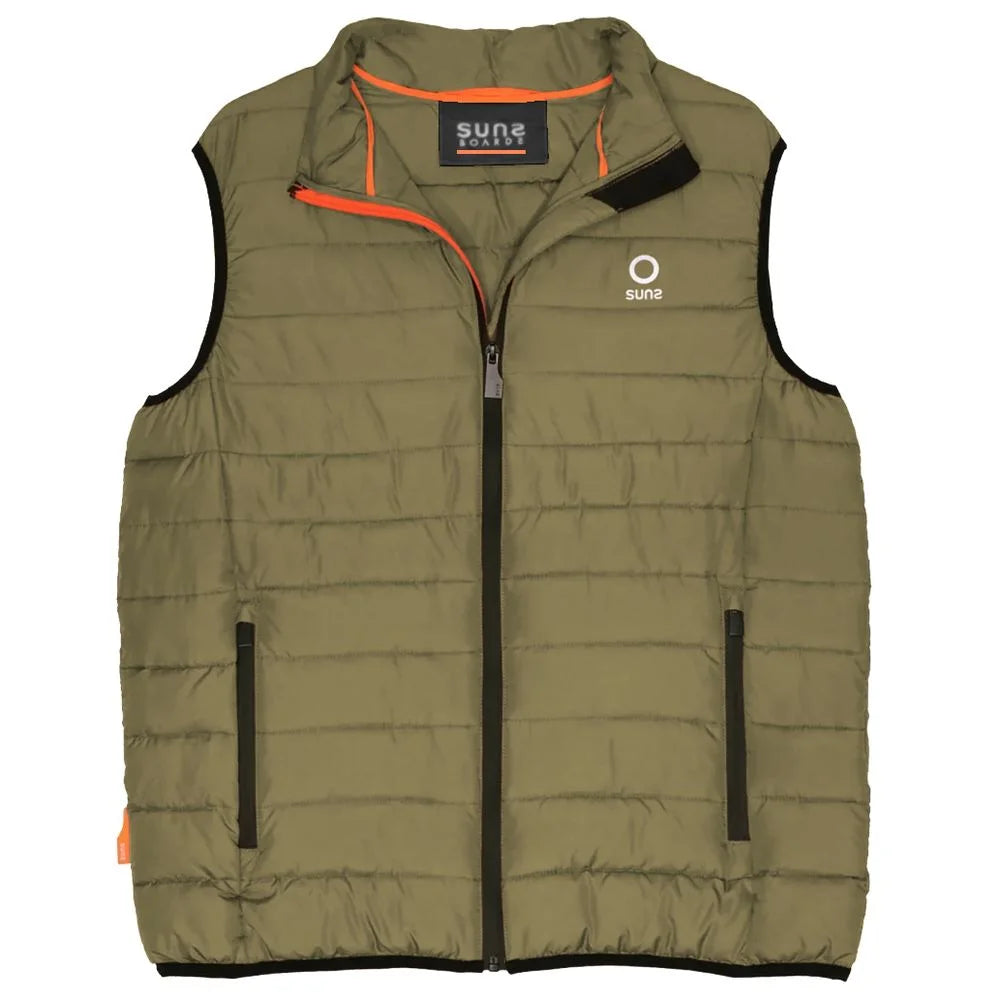 Suns Green Polyester Sleveless Jacket - Vests