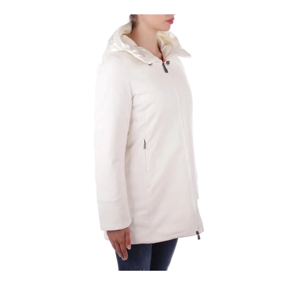 Suns White Polyester Jackets & Coat - Parkas
