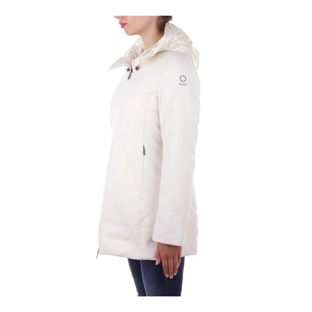 Suns White Polyester Jackets & Coat - Parkas