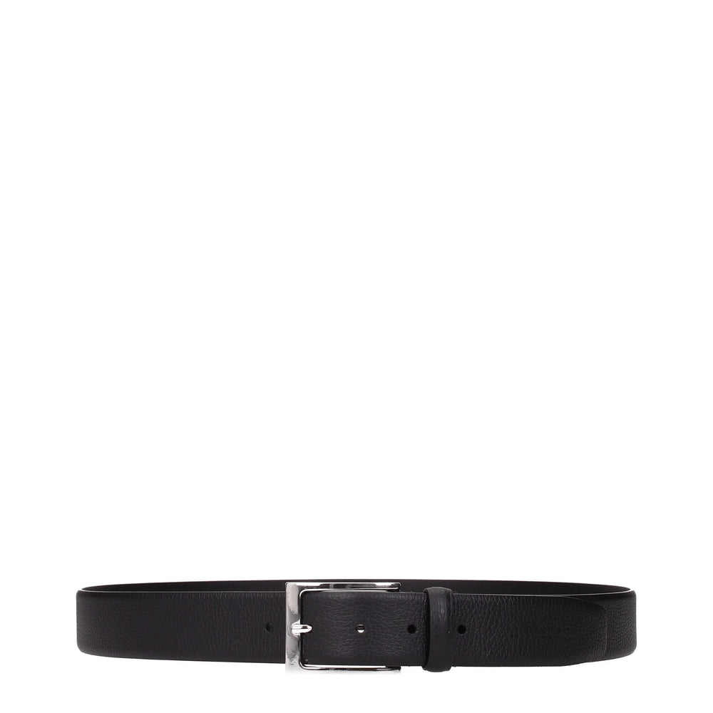 Testoni Black Leather Regular Belts - Belts
