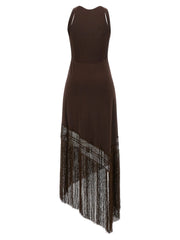 The Andamane Brown Polyester Long Dress - IT40