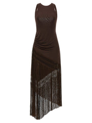The Andamane Brown Polyester Long Dress - IT40