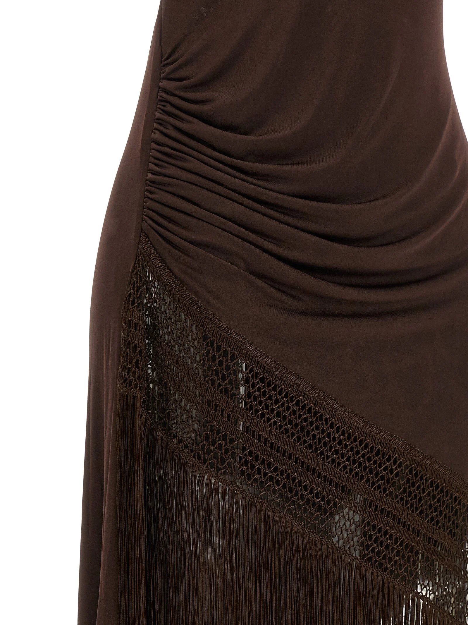 The Andamane Brown Polyester Long Dress - IT40