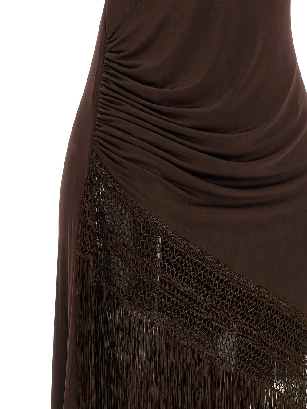 The Andamane Brown Polyester Long Dress - IT40