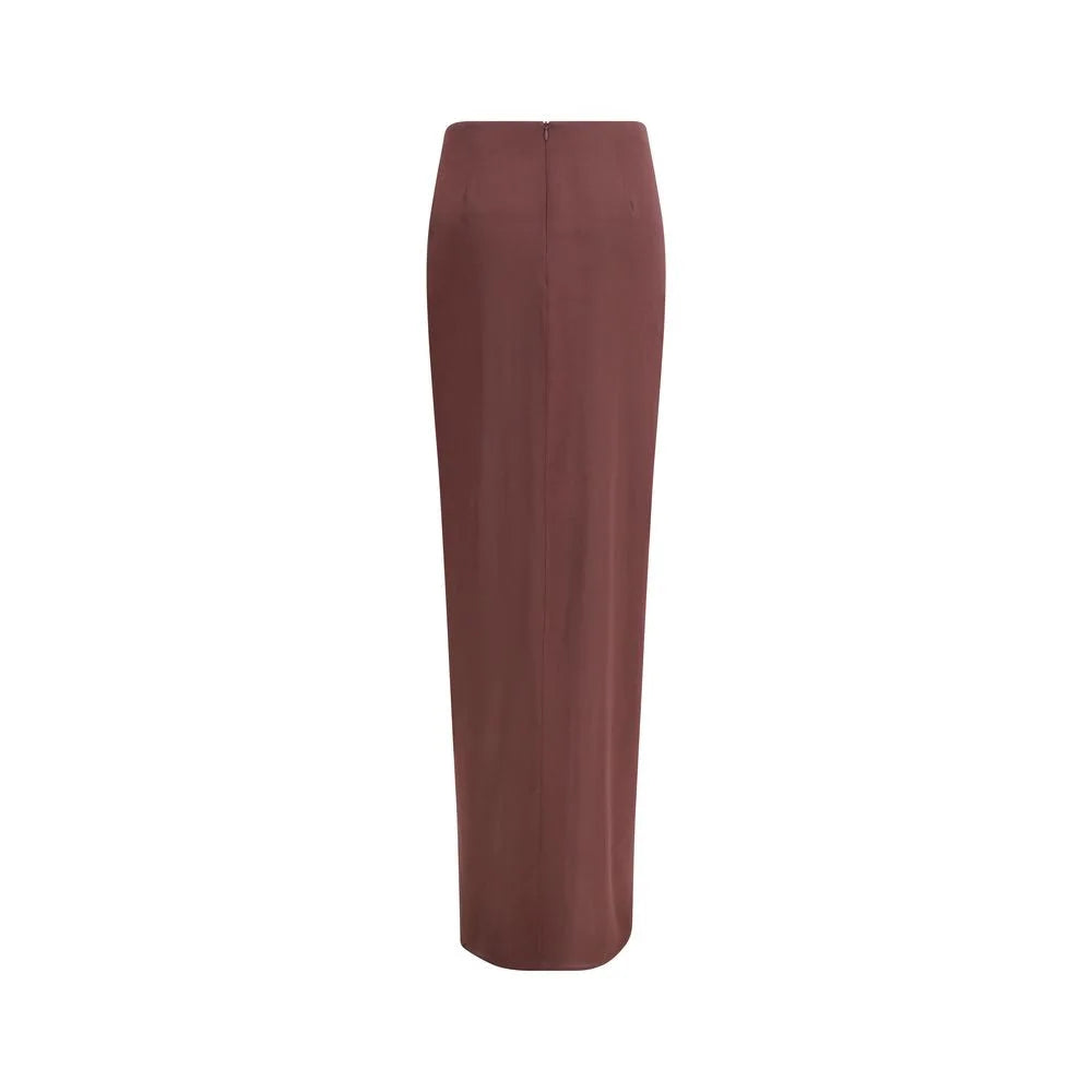 The Andamane Brown Silk Midi Skirt - IT40 | M