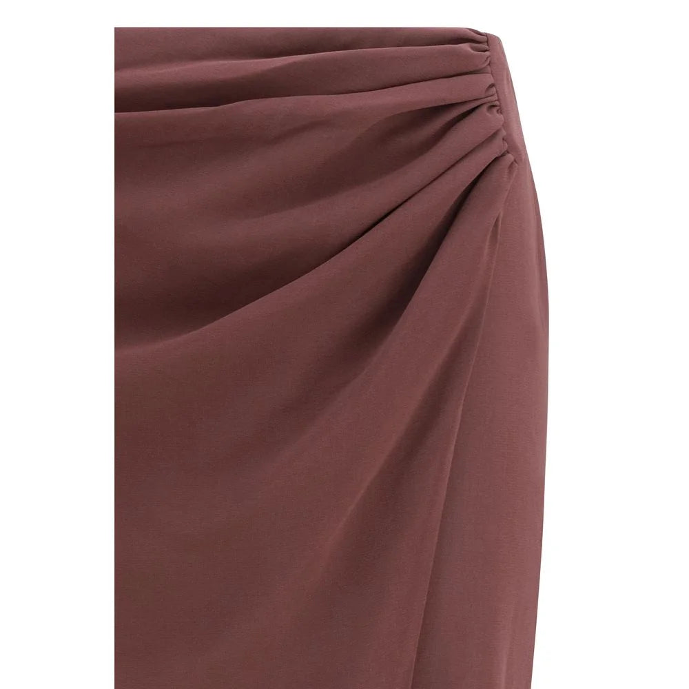 The Andamane Brown Silk Midi Skirt - IT40 | M
