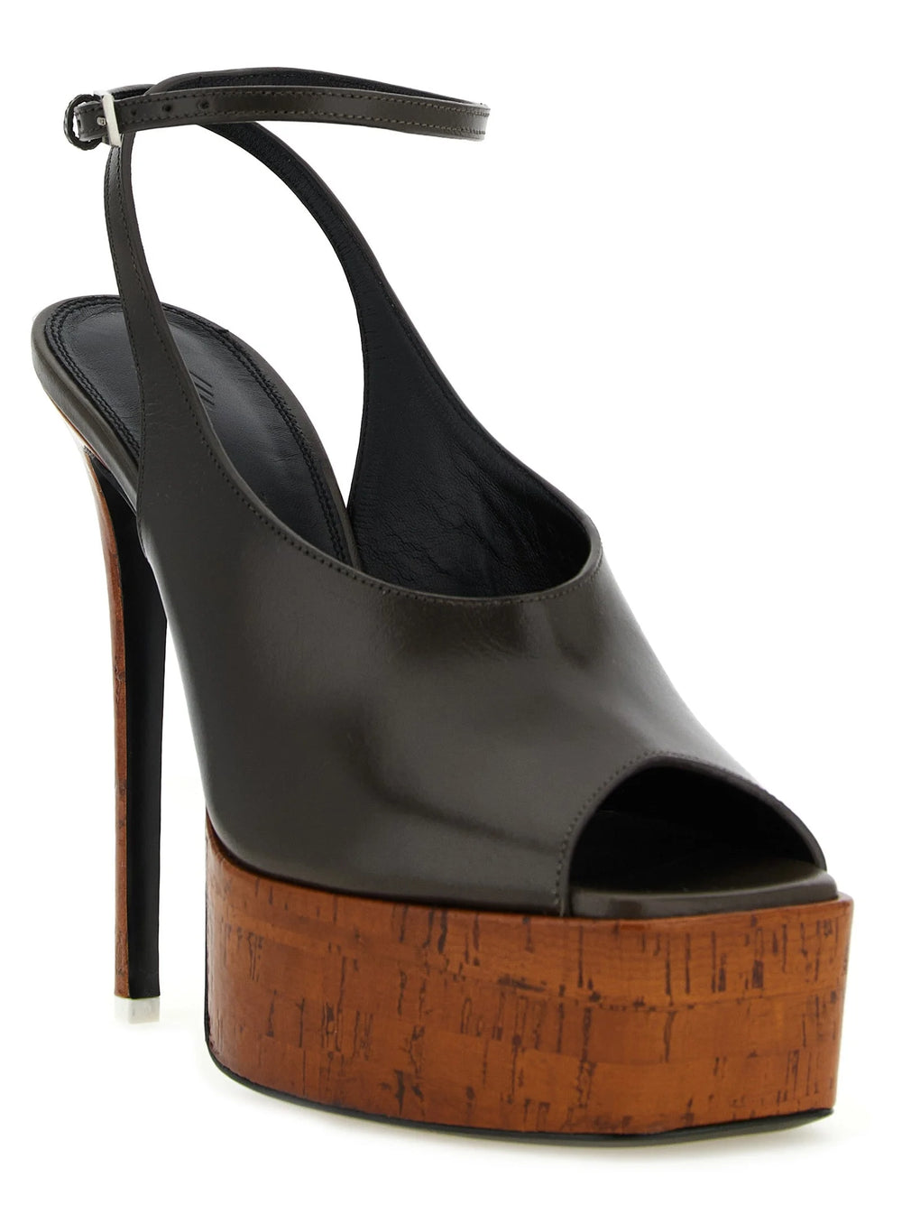 The Attico Bicolor Calfskin Stiletto Heel Sandals - EU37/US7