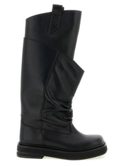 The Attico Black Calfskin Over The Knee