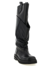 The Attico Black Calfskin Over The Knee