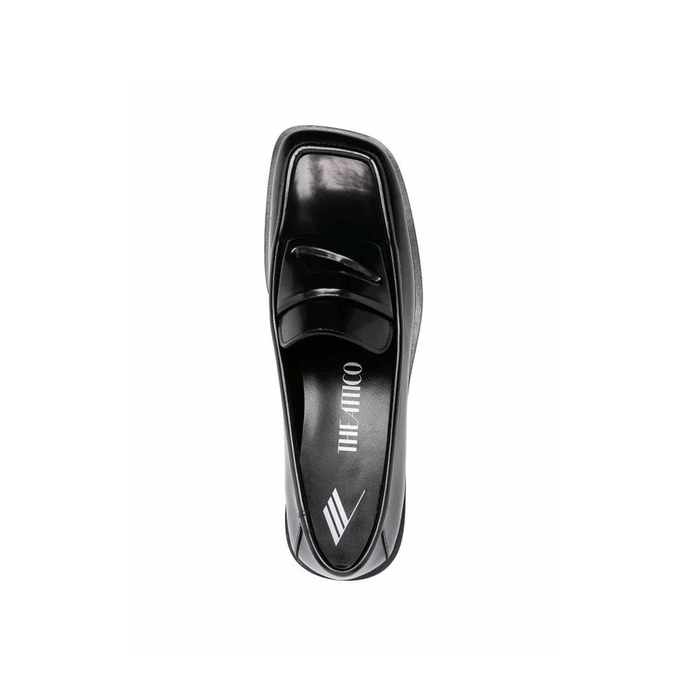 The Attico Black Calfskin Slip-On Loafers