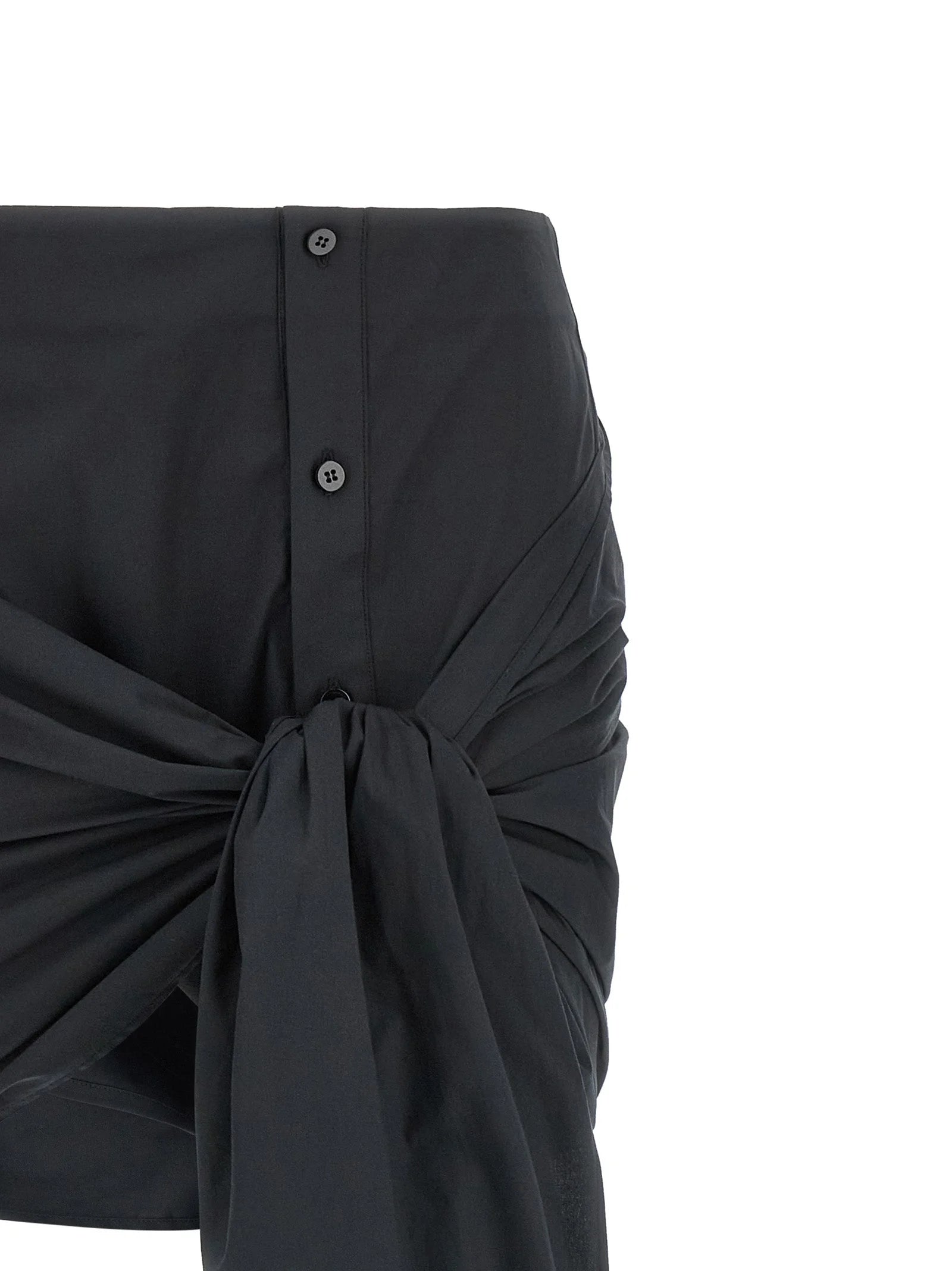 The Attico Black Cotton Long Skirt