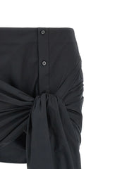 The Attico Black Cotton Long Skirt