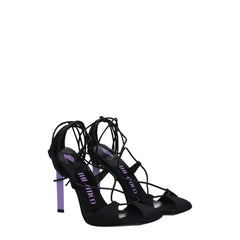 The Attico Black Fabric Stiletto Heels Sandals - Sandals