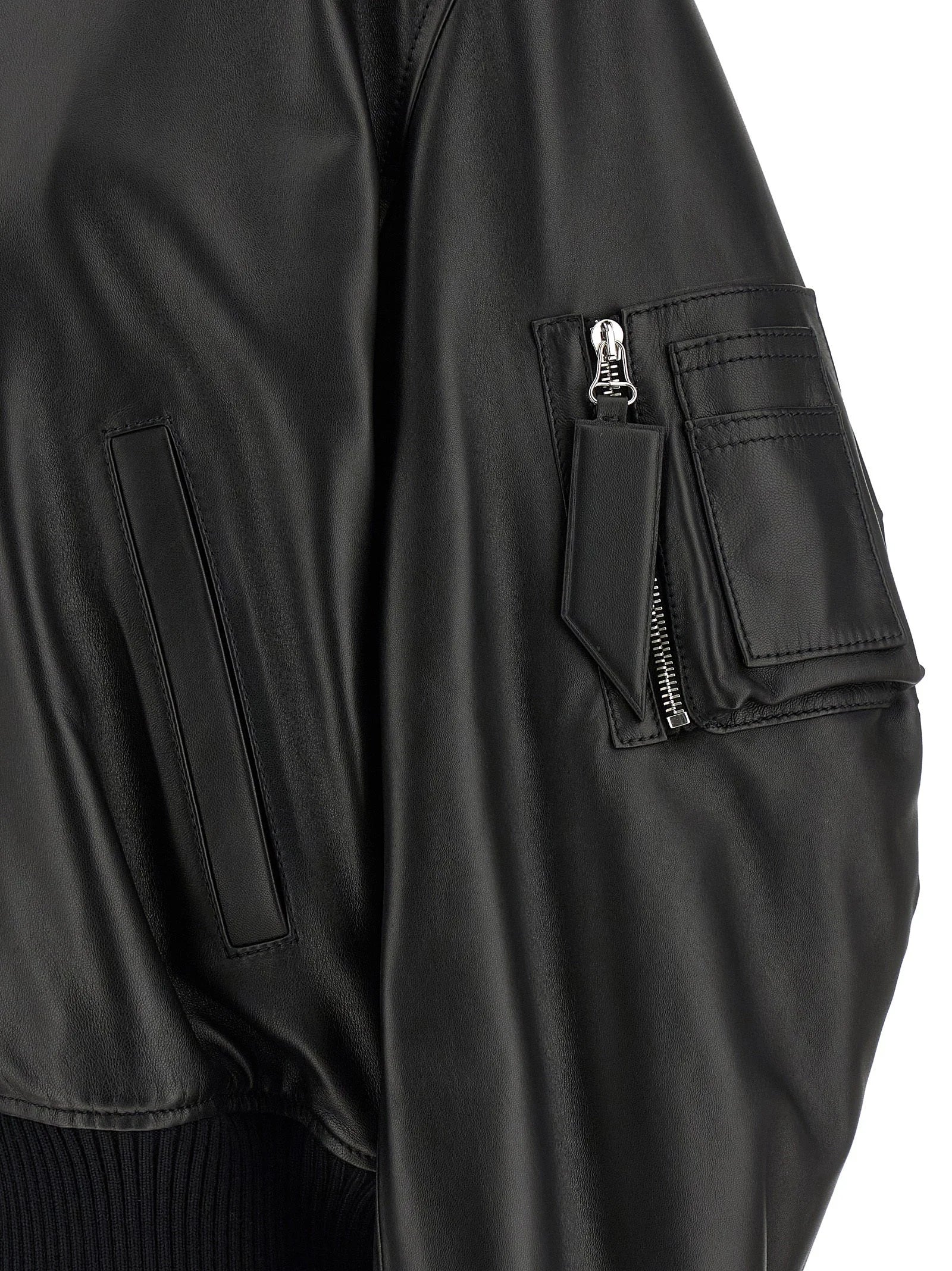 The Attico Black Lamb Leather Leather Jacket - IT38