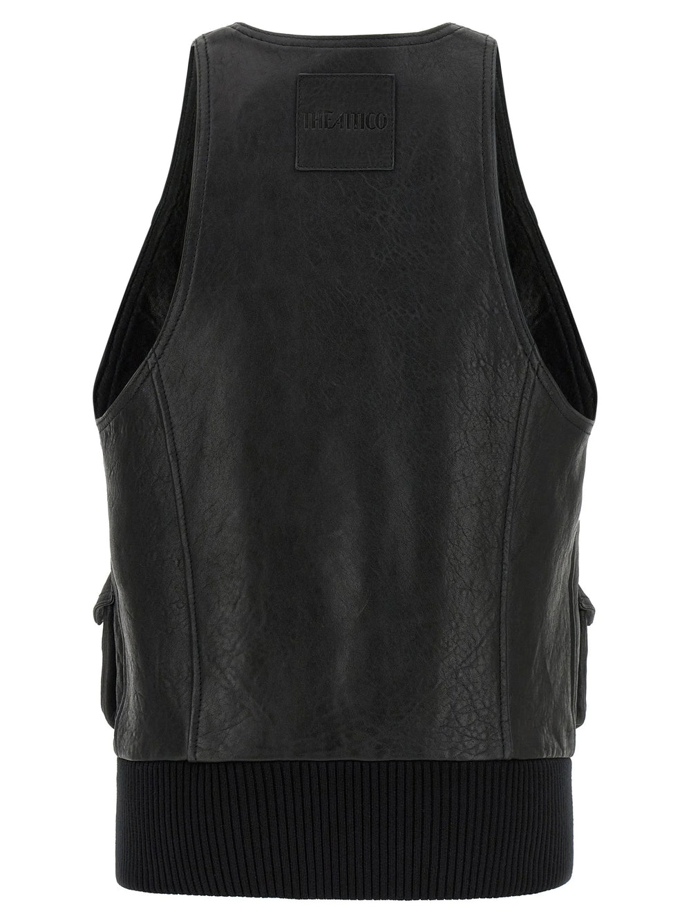 The Attico Black Lamb Leather Sleeveless Jacket - IT40