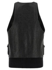 The Attico Black Lamb Leather Sleeveless Jacket - IT40