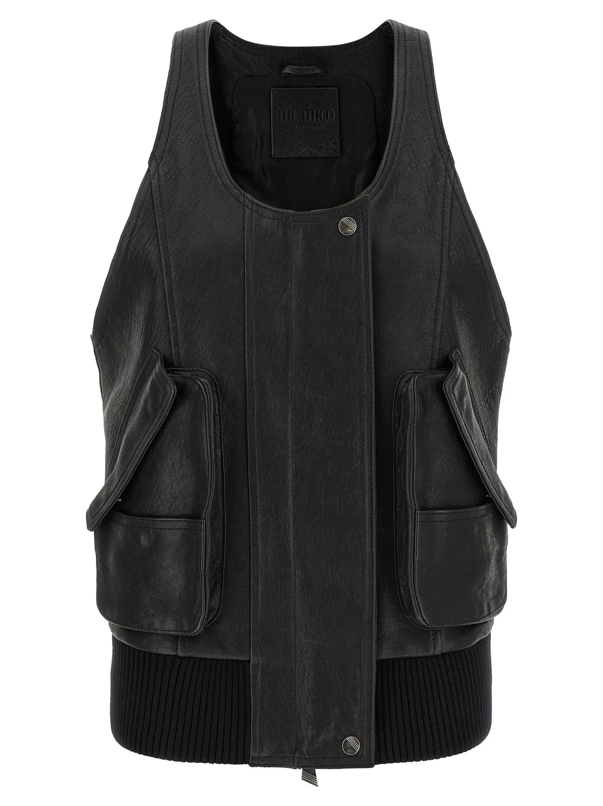 The Attico Black Lamb Leather Sleeveless Jacket - IT40