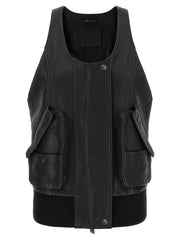 The Attico Black Lamb Leather Sleeveless Jacket - IT40