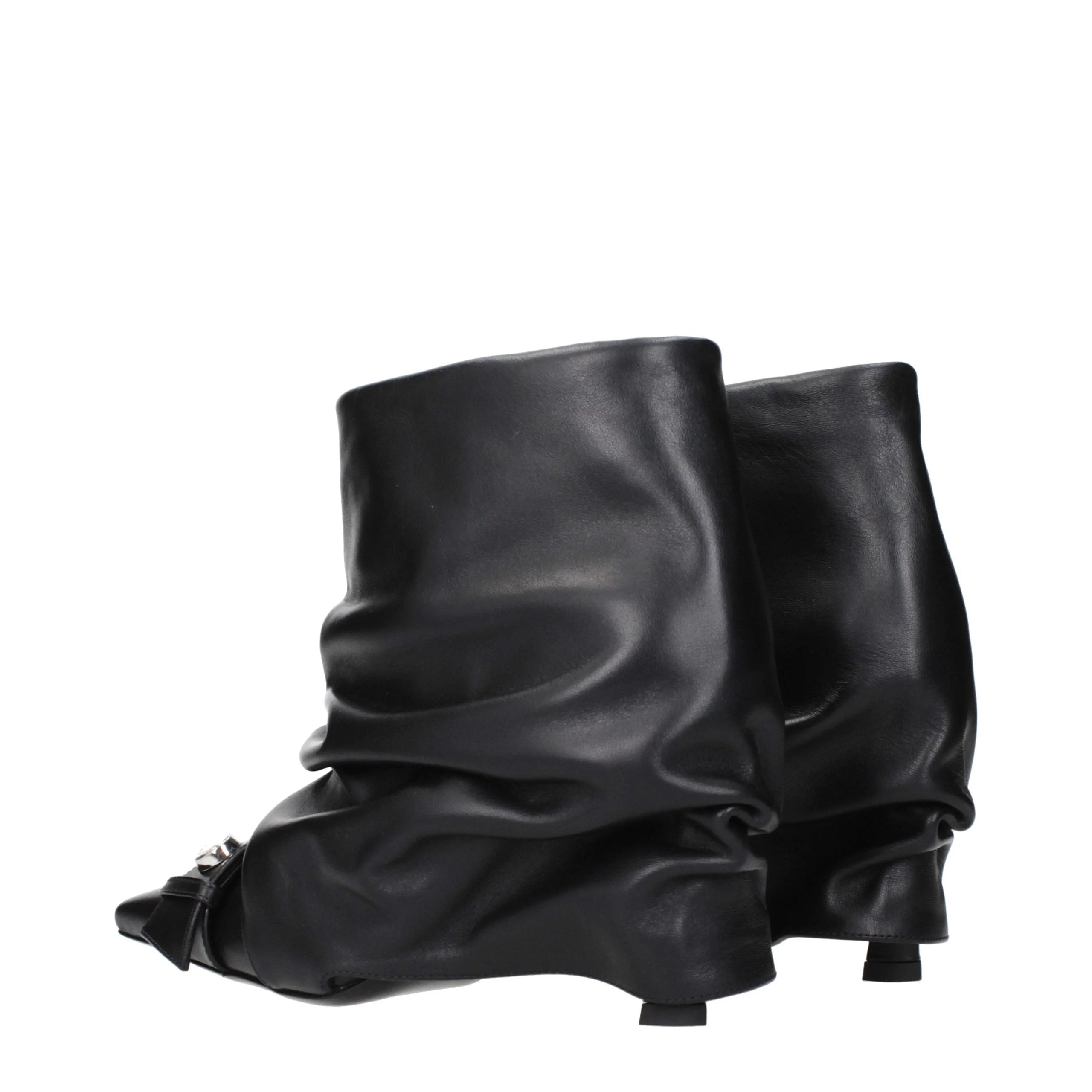 The Attico Black Leather Ankle Boots