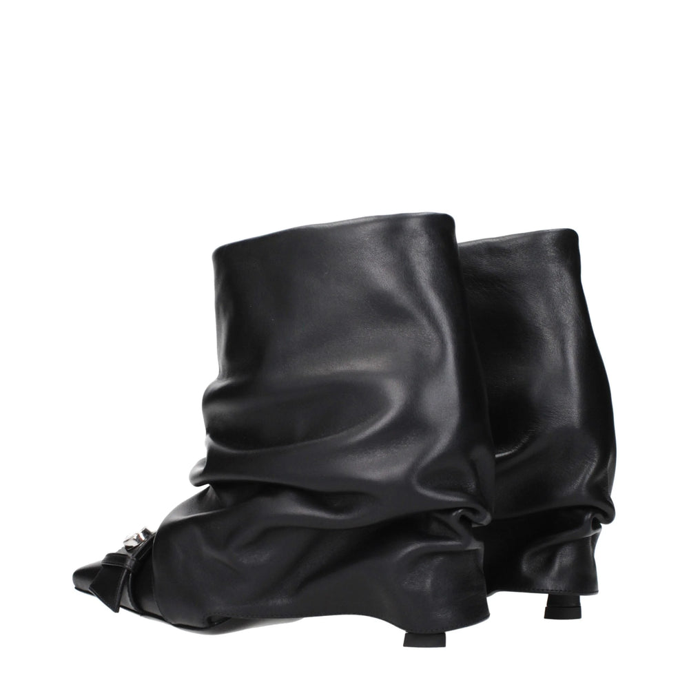 The Attico Black Leather Ankle Boots