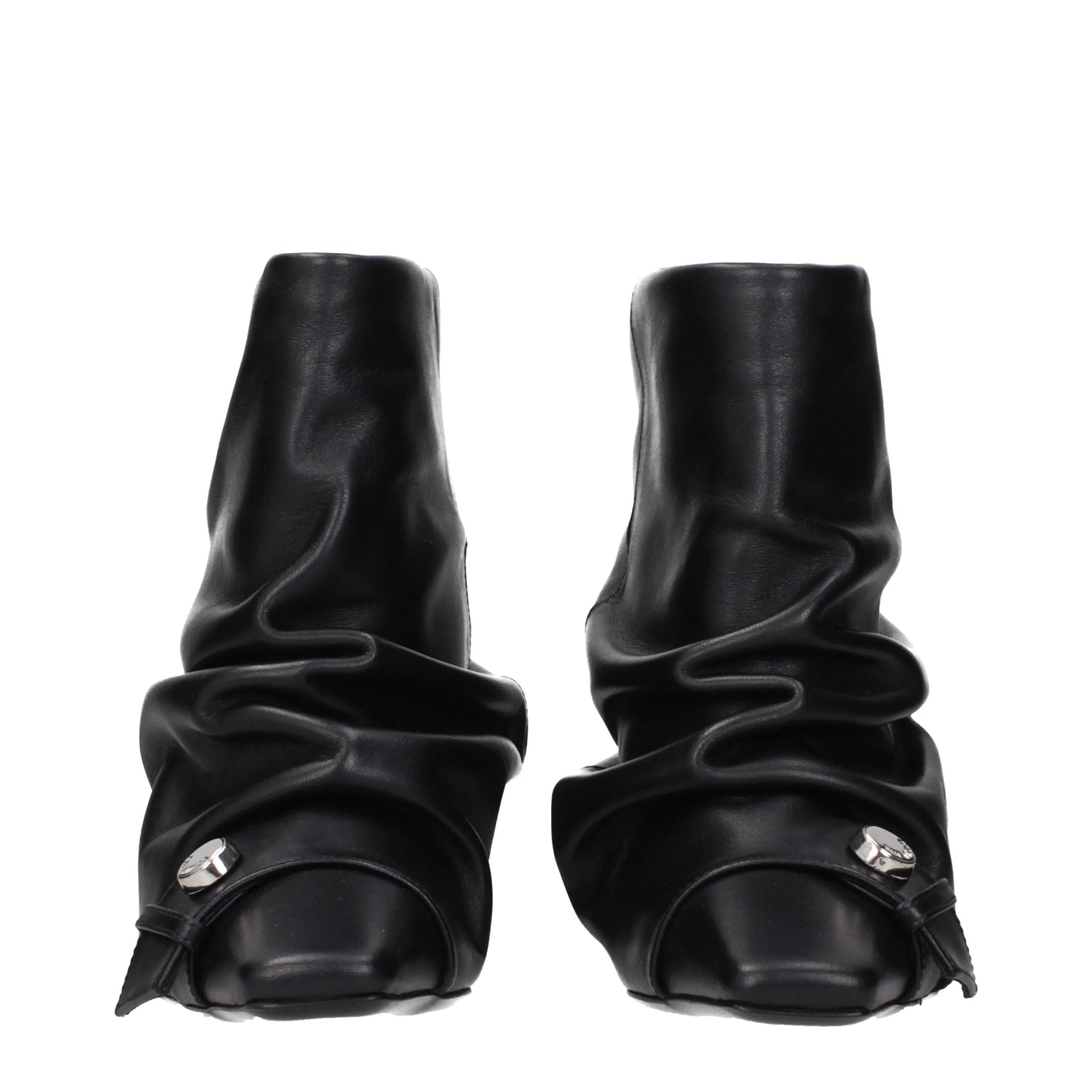 The Attico Black Leather Ankle Boots