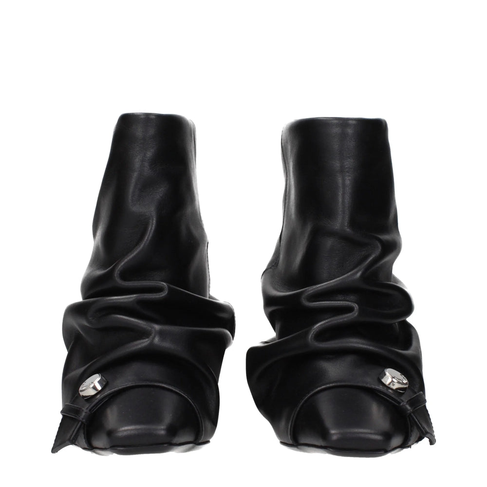The Attico Black Leather Ankle Boots