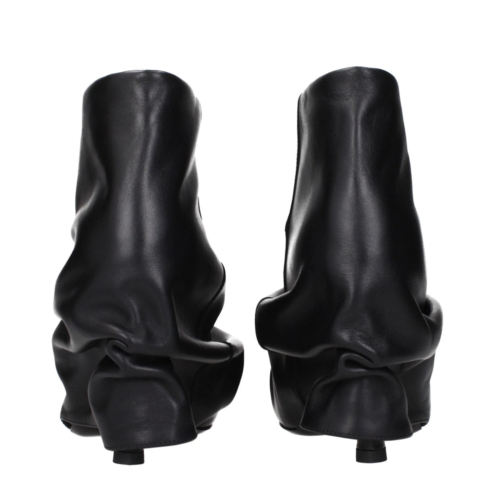 The Attico Black Leather Ankle Boots