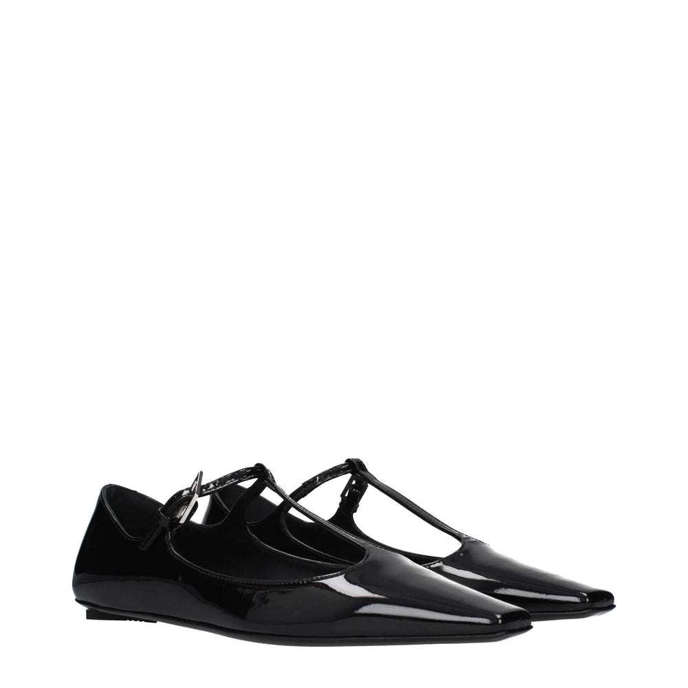 The Attico Black Leather Ballet Flats