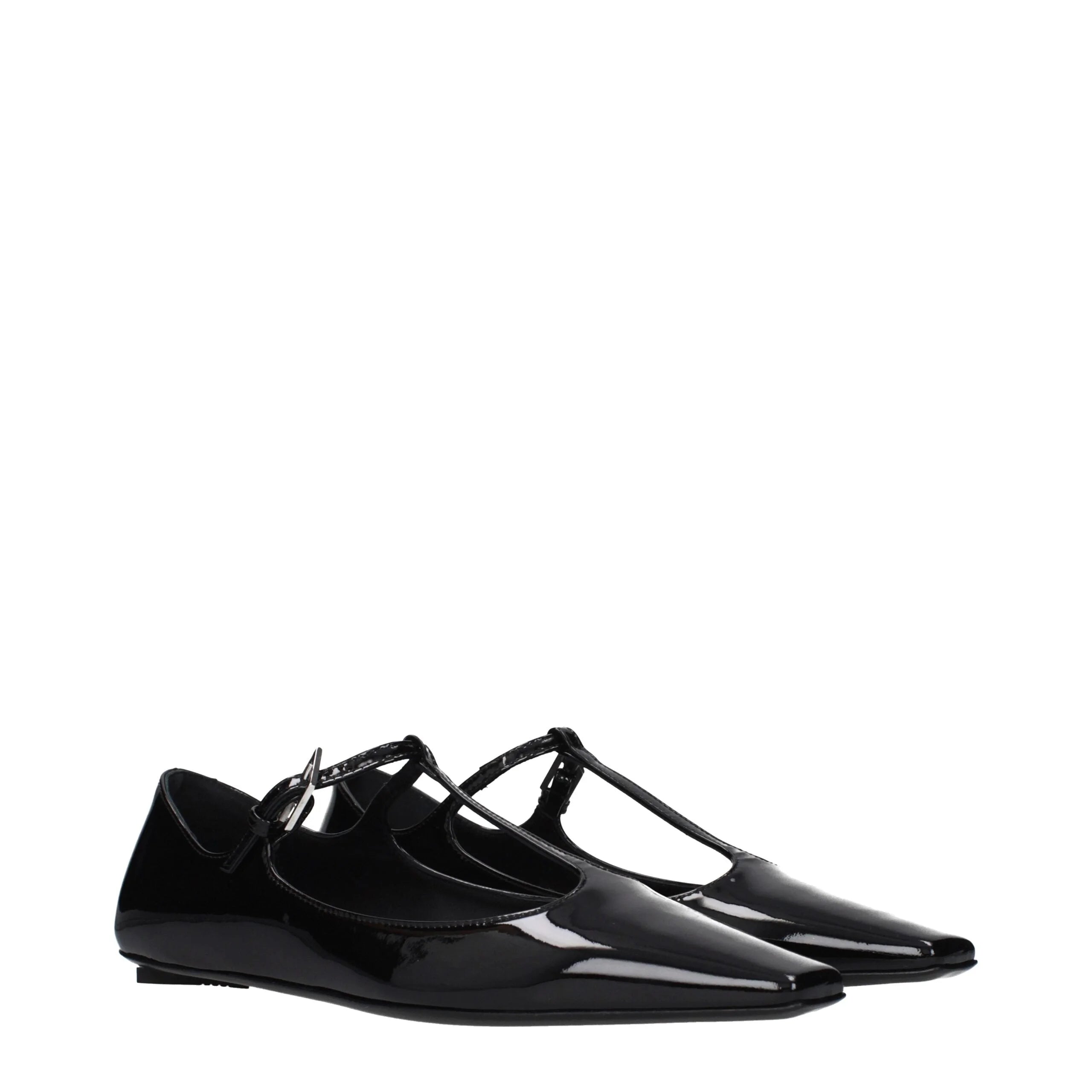 The Attico Black Leather Ballet Flats
