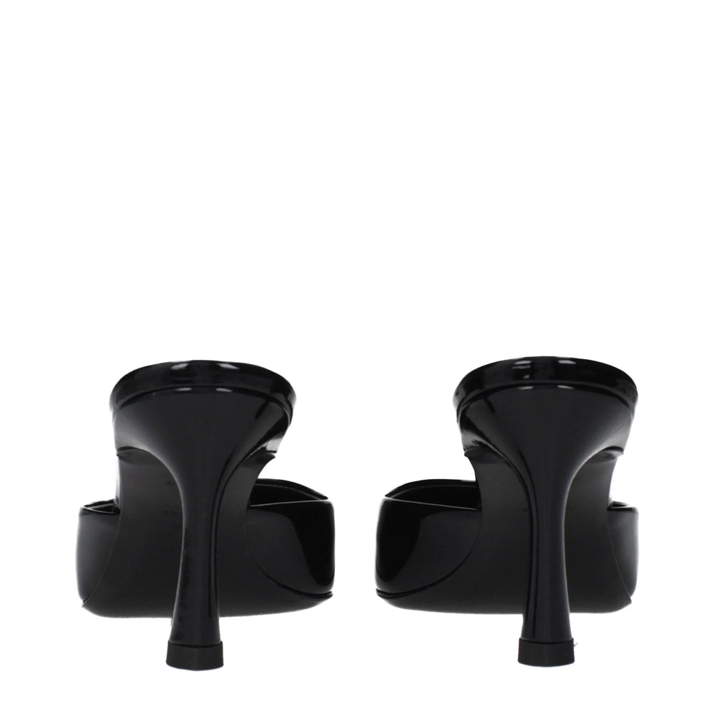 The Attico Black Leather Flat Sandals