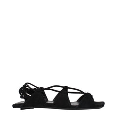 The Attico Black Leather Flat Sandals - EU36/US6