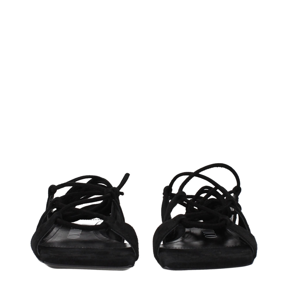 The Attico Black Leather Flat Sandals - EU36/US6