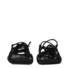 The Attico Black Leather Flat Sandals - EU36/US6