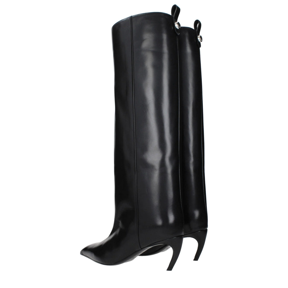 The Attico Black Leather High Heel Boots - EU36/US6