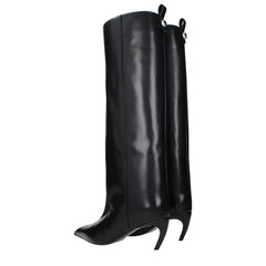 The Attico Black Leather High Heel Boots - EU36/US6