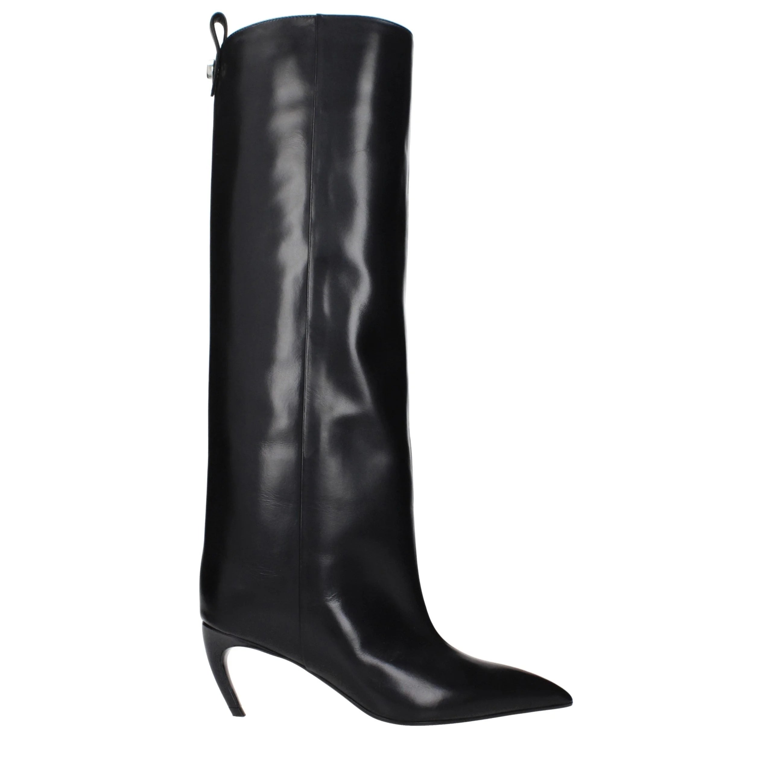 The Attico Black Leather High Heel Boots - EU36/US6