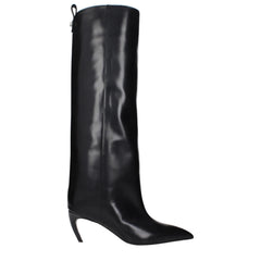 The Attico Black Leather High Heel Boots - EU36/US6